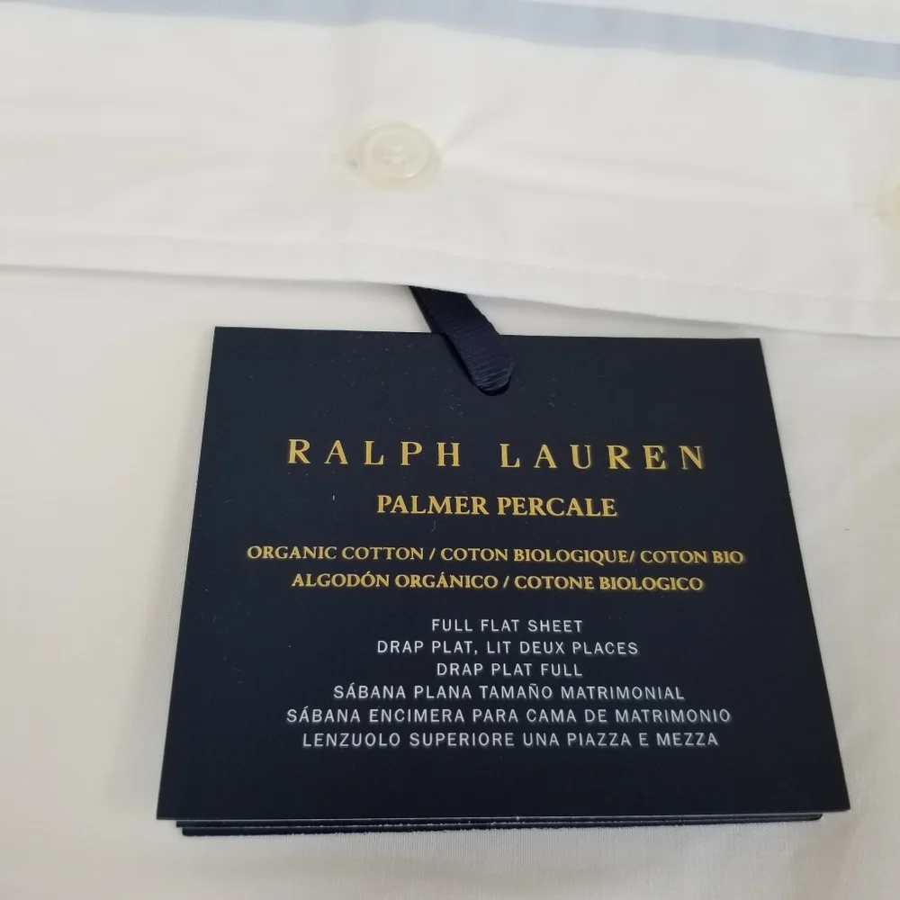 Ralph Lauren Organic Cotton Palmer Percale Full Flat Sheet New